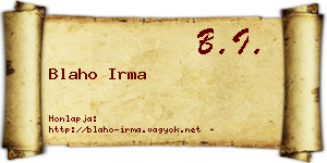 Blaho Irma névjegykártya