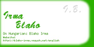 irma blaho business card